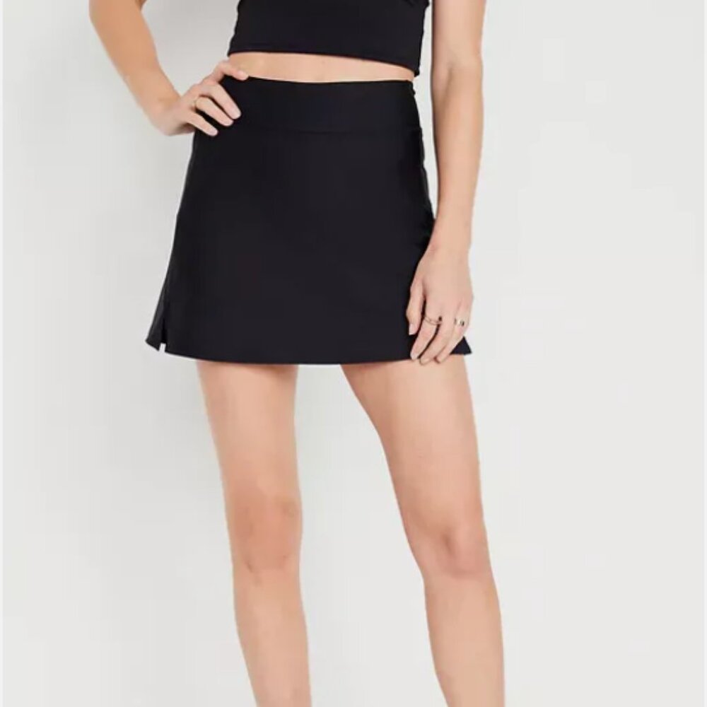 NWT Old Navy Active PowerSoft Skort Extra High-Waisted Black Women XL